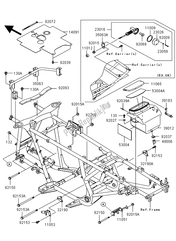 Toutes les pièces pour le Ferrures De Cadre du Kawasaki KVF 650 4X4 2010