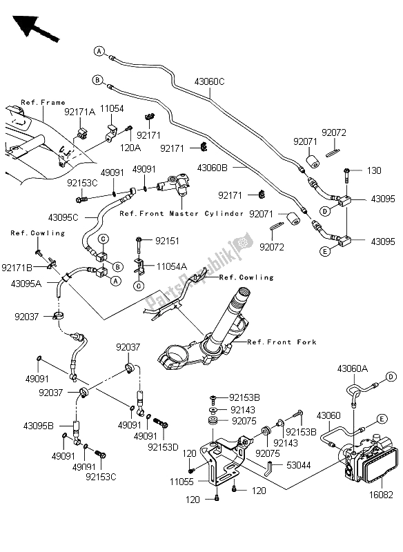 All parts for the Brake Piping of the Kawasaki Z 750 ABS 2008