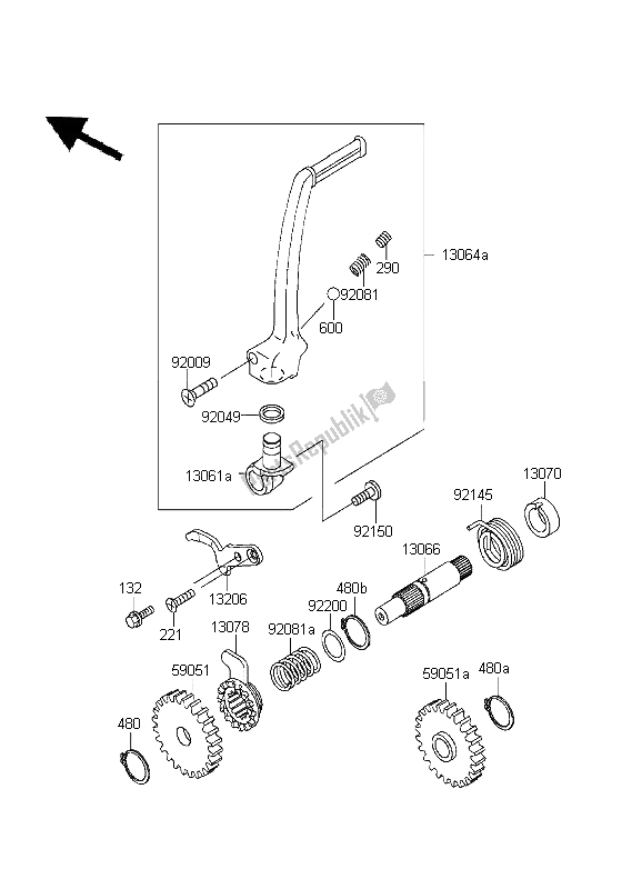 Tutte le parti per il Meccanismo Di Kickstarter del Kawasaki KX 80 SW LW 1999