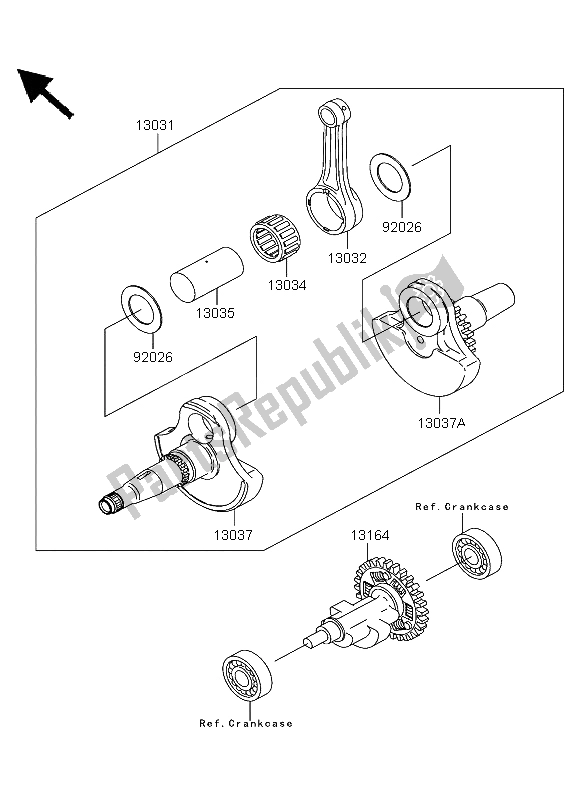 All parts for the Crankshaft of the Kawasaki KVF 360 4X4 2004