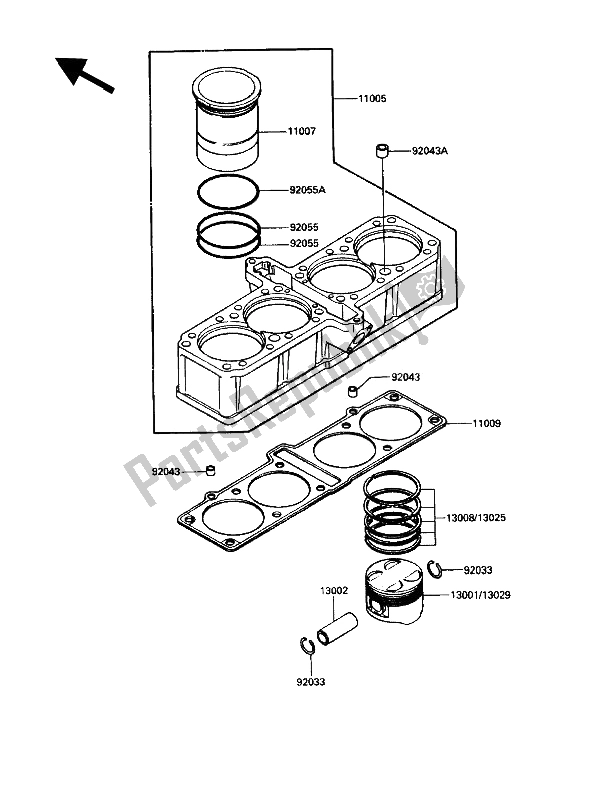 All parts for the Cylinder & Piston of the Kawasaki ZG 1200 B1 1990