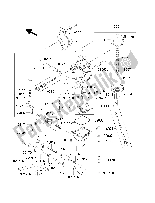 Tutte le parti per il Carburatore del Kawasaki KVF 400 2001