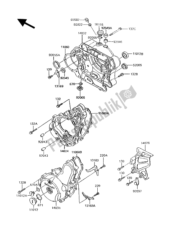 Todas as partes de Tampa (s) Do Motor do Kawasaki KLR 600 1992