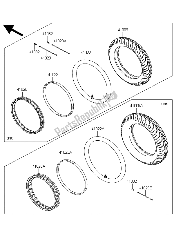 Tutte le parti per il Pneumatici del Kawasaki D Tracker 125 2011