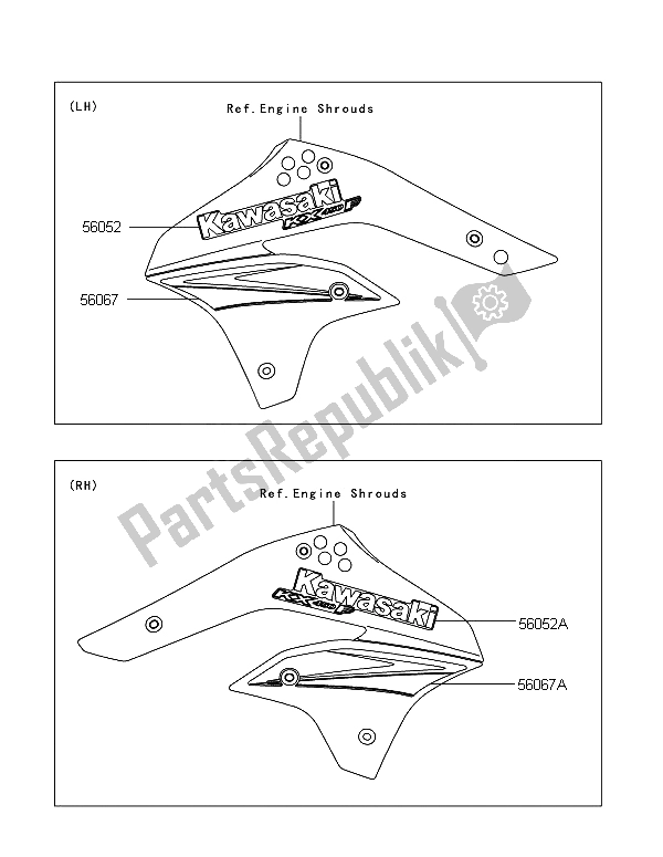 Todas las partes para Calcomanías de Kawasaki KX 450F 2006