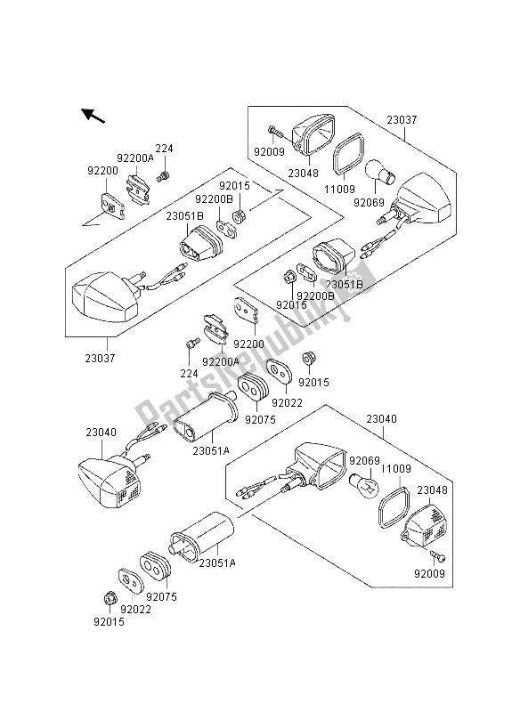 Tutte le parti per il Indicatori Di Direzione del Kawasaki GPZ 500S UK 1995