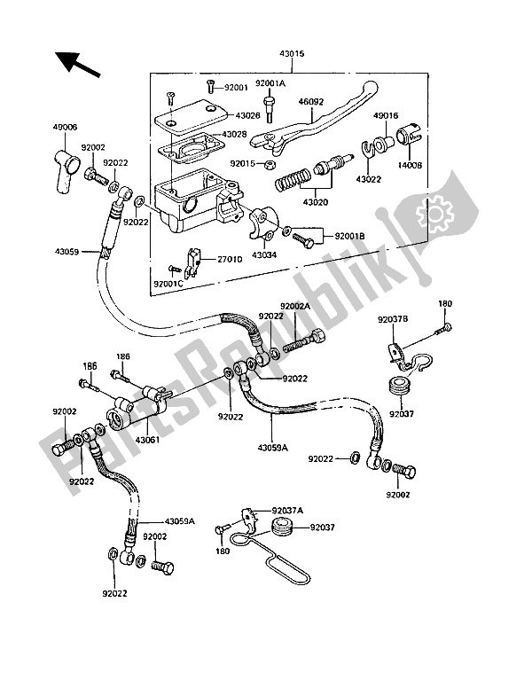 Tutte le parti per il Pompa Freno Anteriore del Kawasaki GT 550 1987