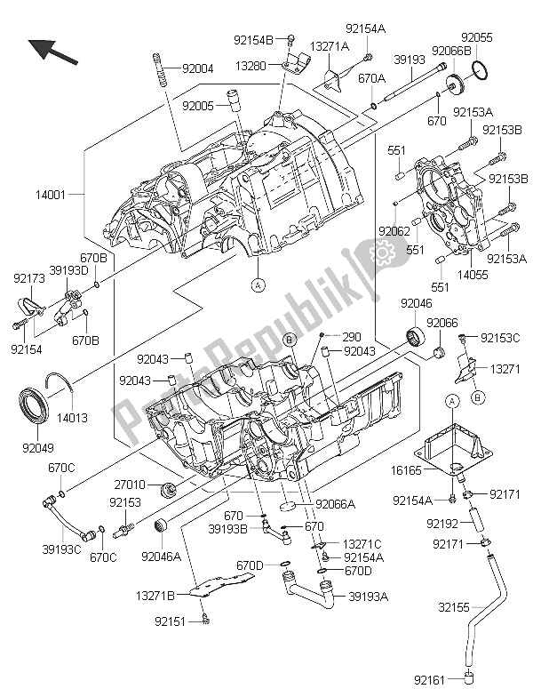 Todas las partes para Caja Del Cigüeñal de Kawasaki ER 6F ABS 650 2016