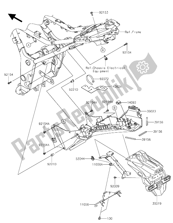 All parts for the Rear Fender(s) of the Kawasaki Z 300 ABS 2015