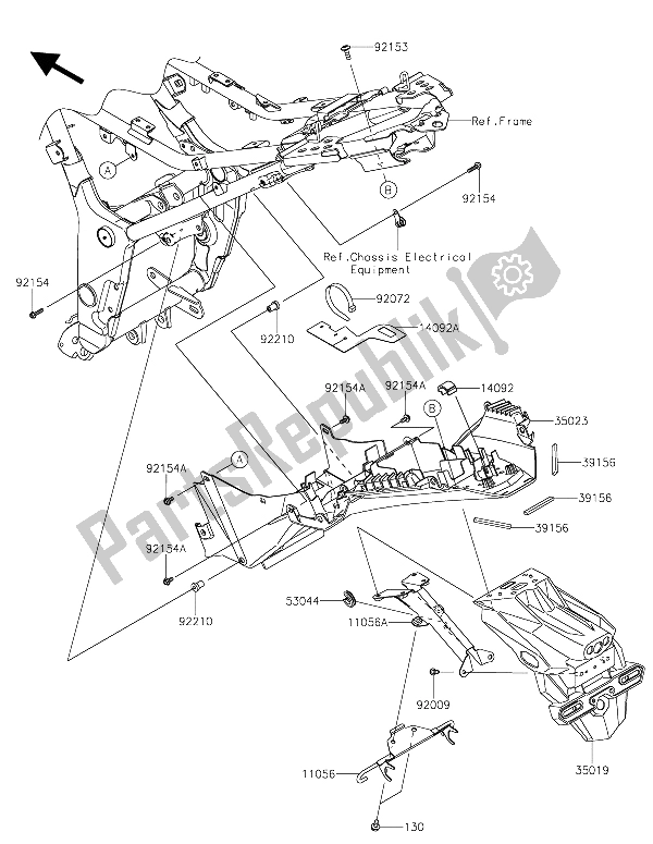 All parts for the Rear Fender(s) of the Kawasaki Z 300 ABS 2015