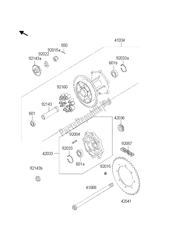 Tutte le parti per il Mozzo Posteriore del Kawasaki KLR 650 2002