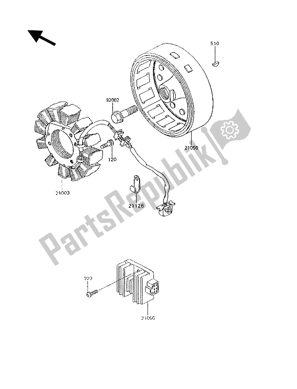 Tutte le parti per il Generatore del Kawasaki KLR 600 1991