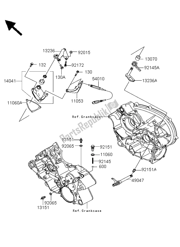 All parts for the Gear Change Mechanism of the Kawasaki KFX 700 2004