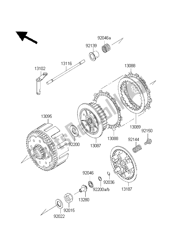 All parts for the Clutch of the Kawasaki KX 250 2003