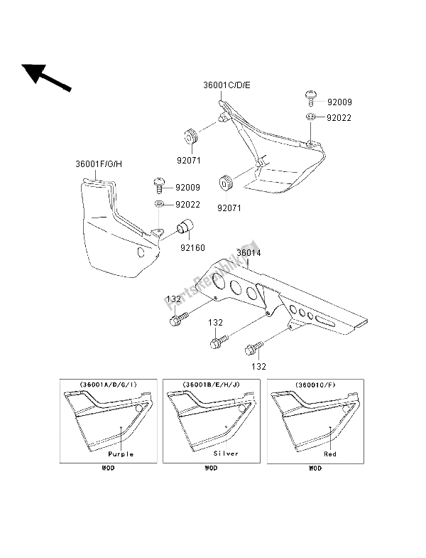 All parts for the Side Covers & Chain Cover of the Kawasaki ZRX 1100 1998