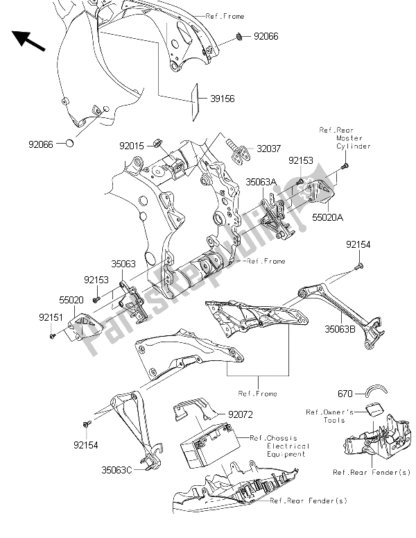 Alle onderdelen voor de Frame Hulpstukken van de Kawasaki Ninja ZX 10R ABS 1000 2015