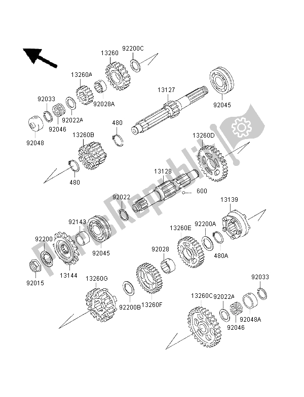 All parts for the Transmission of the Kawasaki ZRX 1100 1997