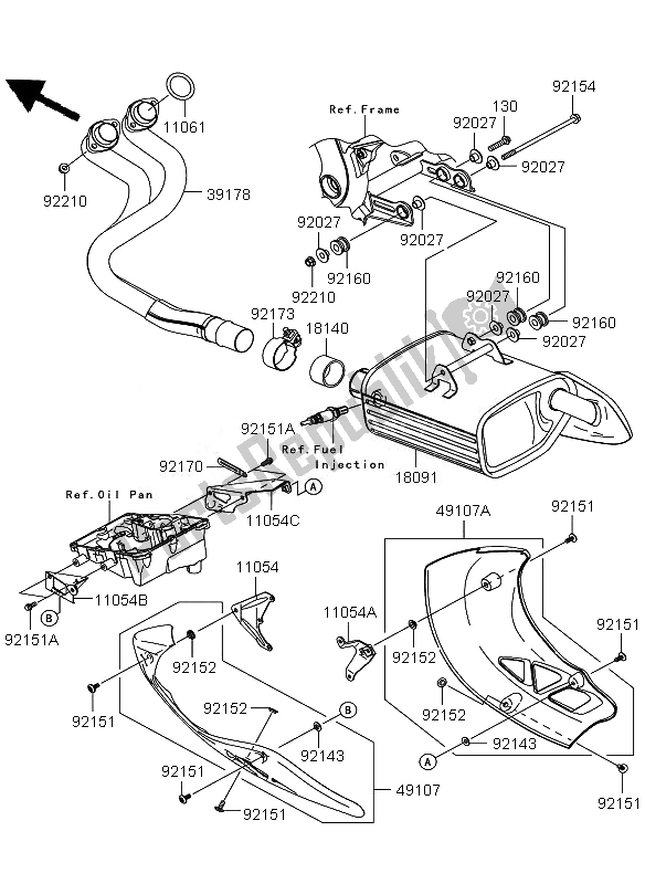 Tutte le parti per il Silenziatore del Kawasaki Versys 650 2011