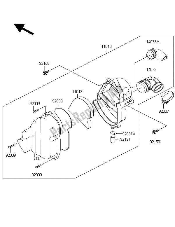 Alle onderdelen voor de Luchtfilter van de Kawasaki KLX 110 2009