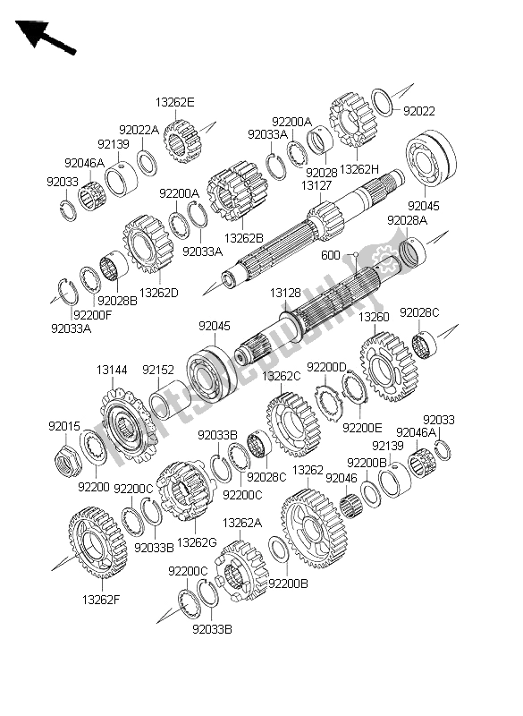 All parts for the Transmission of the Kawasaki Z 1000 ABS 2008