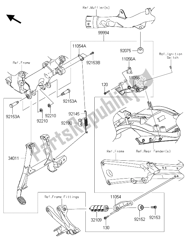 Tutte le parti per il Accessorio (cavalletto Centrale) del Kawasaki ZZR 1400 ABS 2015