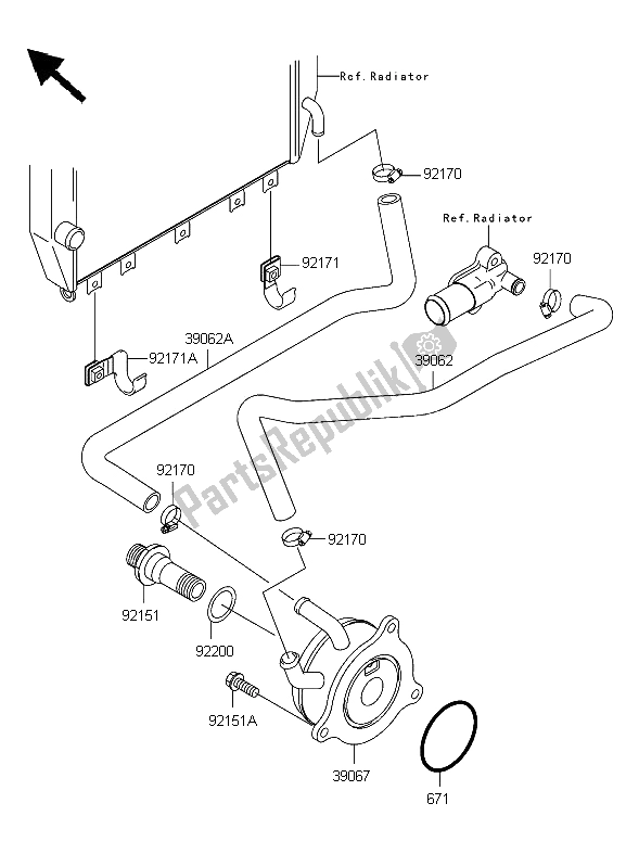 All parts for the Oil Cooler of the Kawasaki Ninja ZX 12R 1200 2006