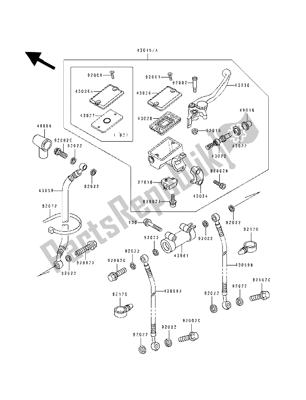 All parts for the Front Master Cylinder of the Kawasaki ZZ R 600 1991