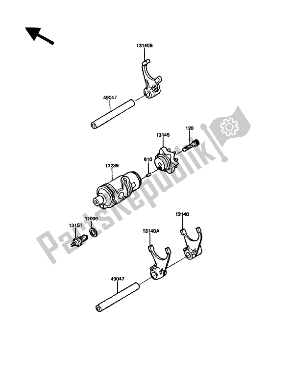 Todas las partes para Tambor De Cambio De Marcha Y Horquilla (s) De Cambio de Kawasaki KLR 500 1989