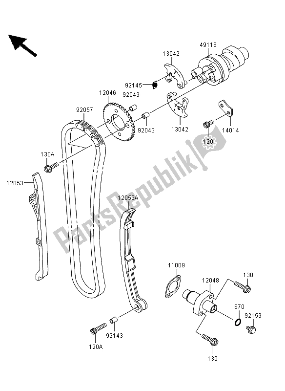 Toutes les pièces pour le Arbre (s) à Cames Et Tendeur du Kawasaki KVF 360 4X4 2012