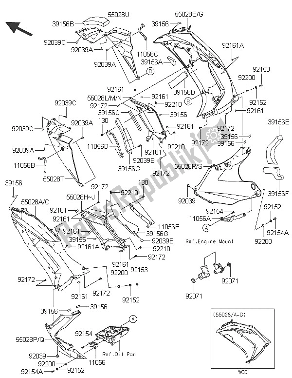 Todas las partes para Capota Baja de Kawasaki ER 6F ABS 650 2016