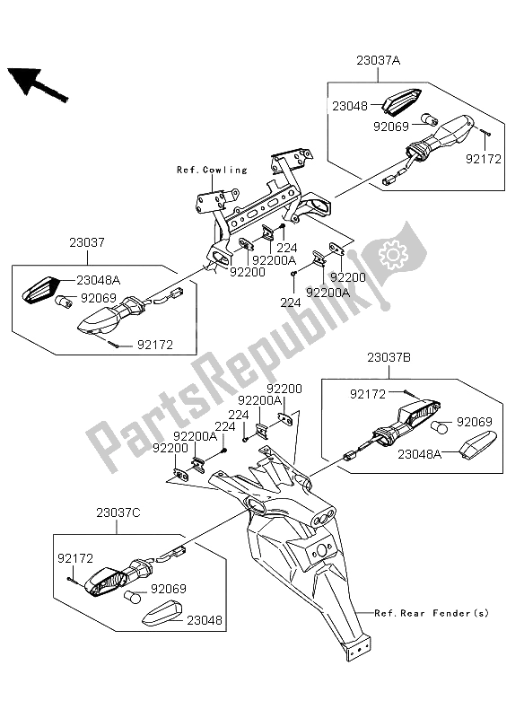 All parts for the Turn Signals of the Kawasaki Versys ABS 650 2012