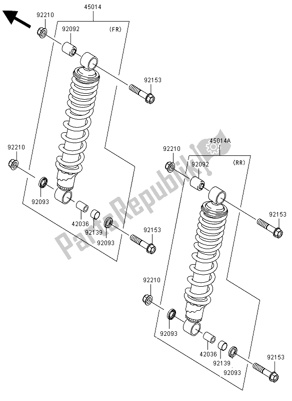 Todas las partes para Amortiguador de Kawasaki KVF 750 4X4 2012