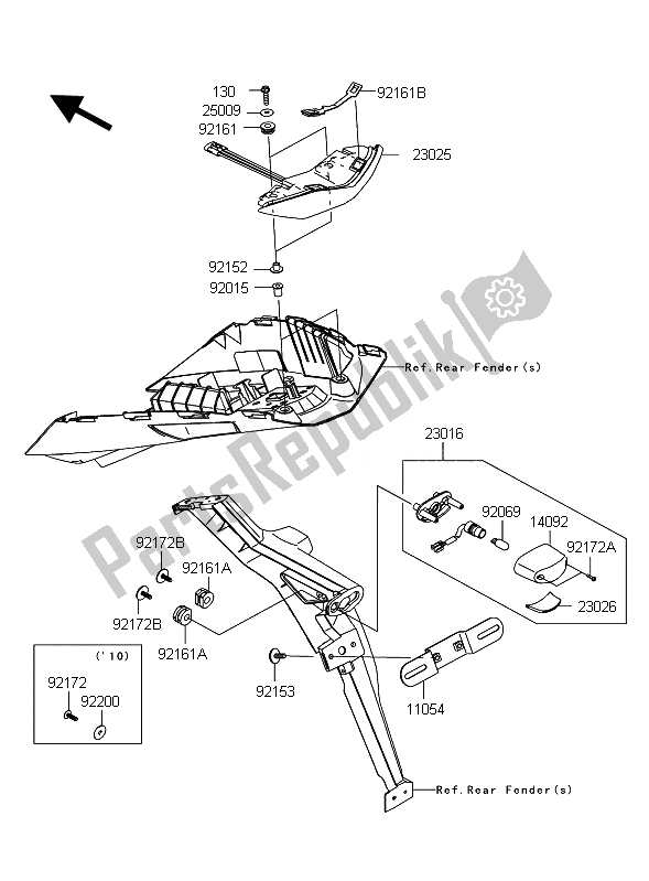 Toutes les pièces pour le Feu Arrière du Kawasaki Z 1000 2010