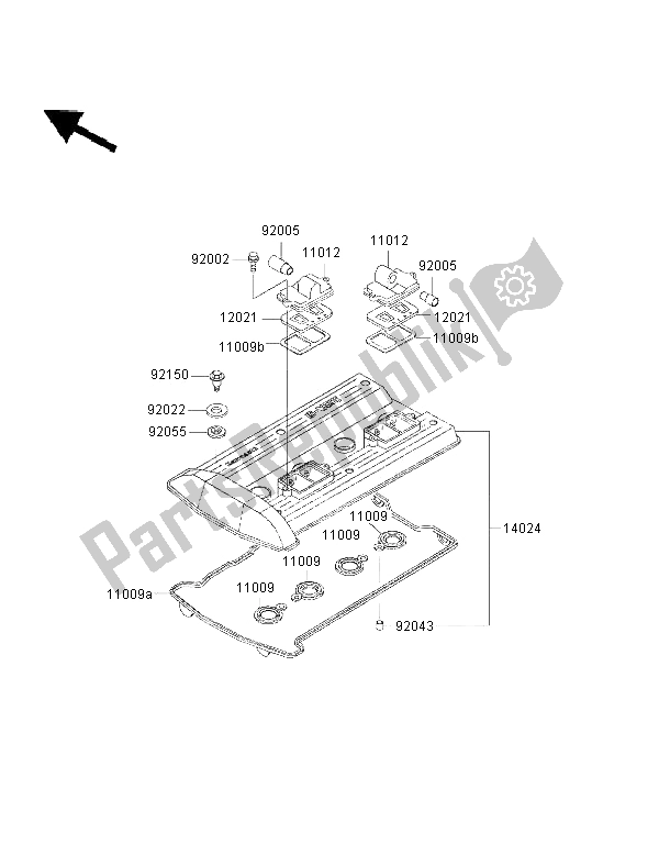 Tutte le parti per il Coperchio Della Testata del Kawasaki 1000 GTR 2002