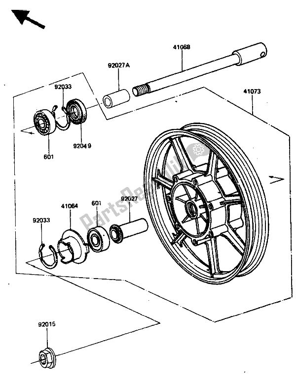 Toutes les pièces pour le Moyeu Avant du Kawasaki ZN 1300 1986