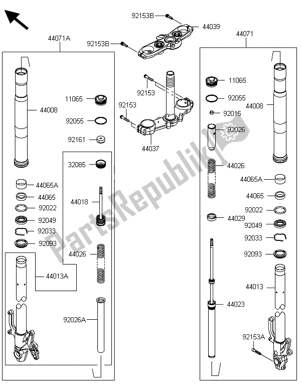 Todas las partes para Tenedor Frontal de Kawasaki Z 800 ABS DDS 2013
