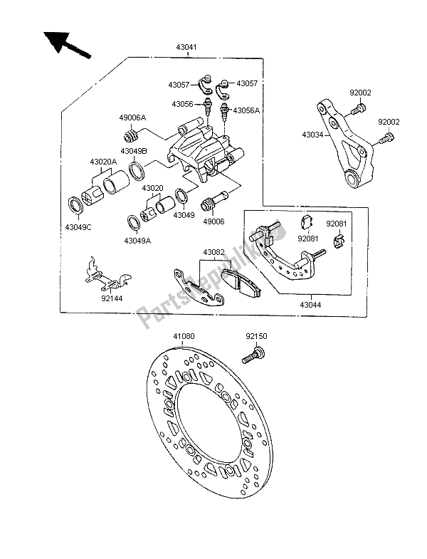 Toutes les pièces pour le Frein Arriere du Kawasaki GPX 600R 1997