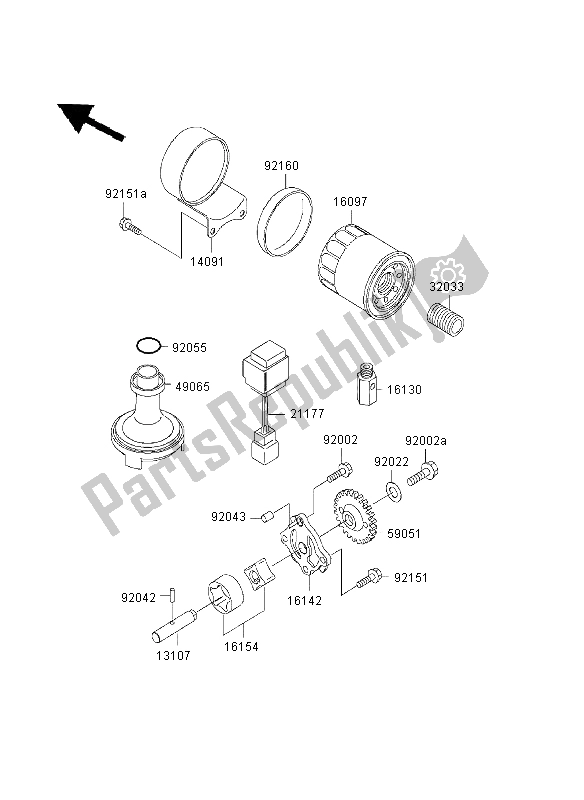 All parts for the Oil Pump of the Kawasaki W 650 2003