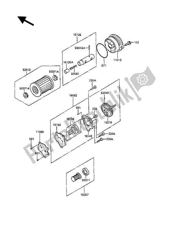 Toutes les pièces pour le La Pompe à Huile du Kawasaki KLR 250 1992