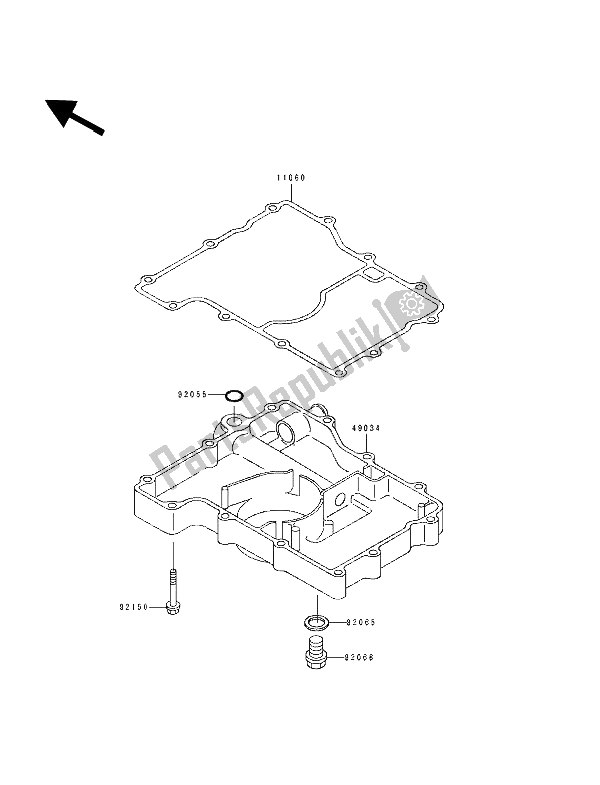 All parts for the Breather Cover & Oil Pan of the Kawasaki ZXR 750 1993