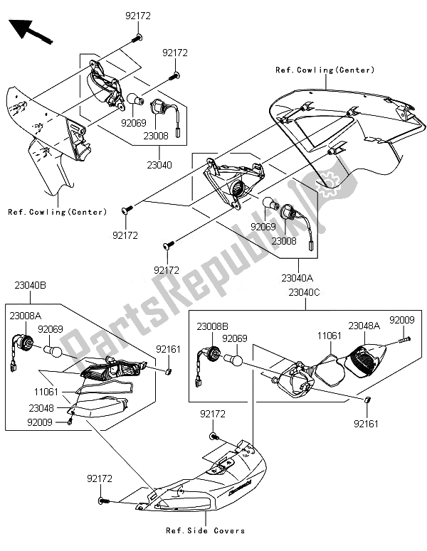 Toutes les pièces pour le Clignotants du Kawasaki 1400 GTR ABS 2014