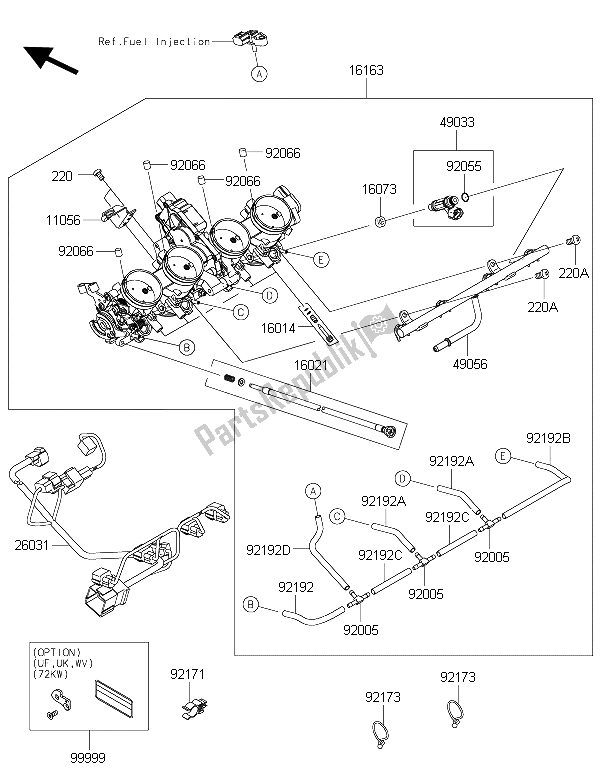 All parts for the Throttle of the Kawasaki 1400 GTR ABS 2016