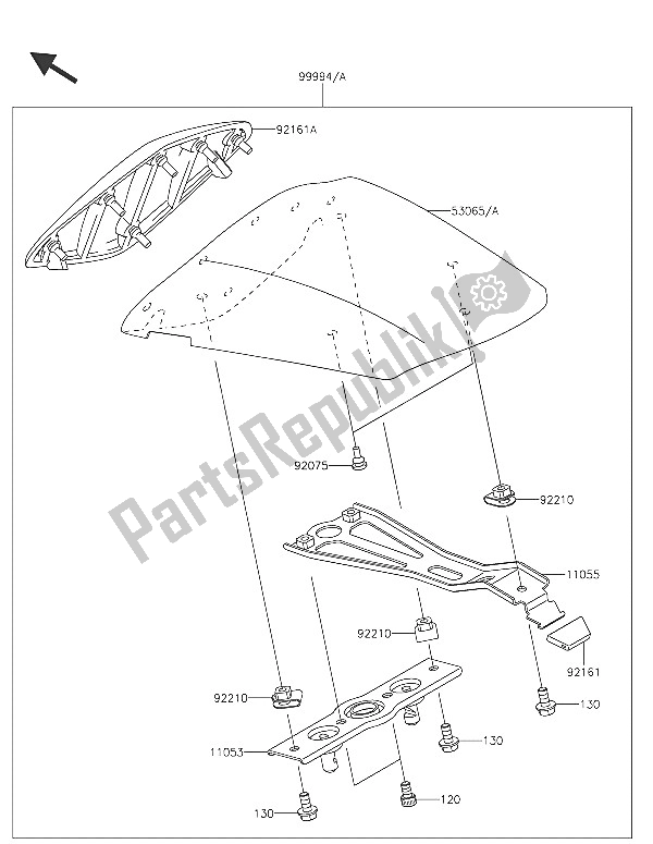 All parts for the Accessory (single Seat Cover) of the Kawasaki Ninja ZX 6R 600 2016