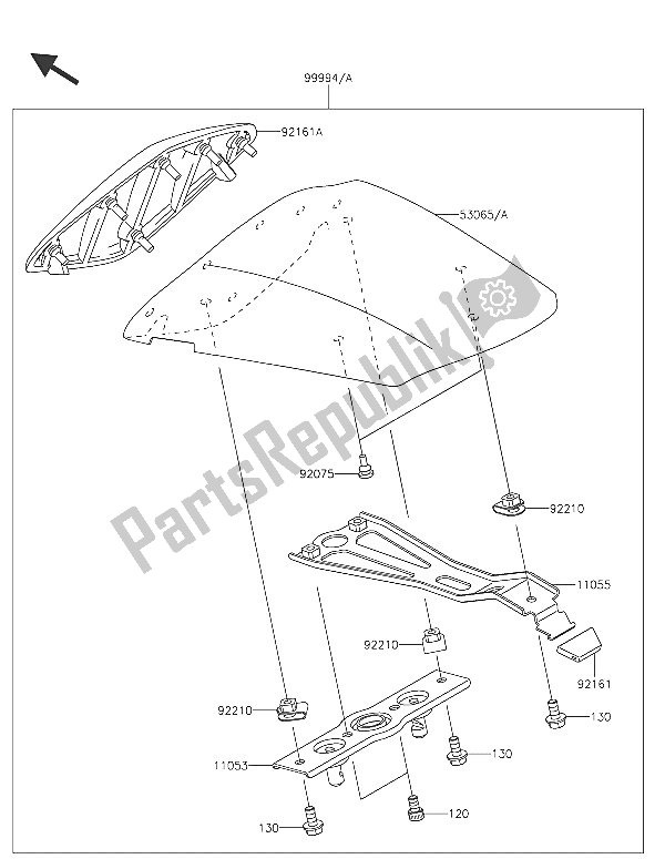 Alle onderdelen voor de Accessoire (enkele Stoelbekleding) van de Kawasaki Ninja ZX 6R 600 2016