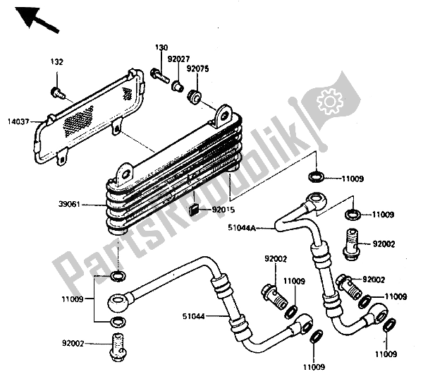 Tutte le parti per il Radiatore Dell'olio del Kawasaki GPZ 600 1985