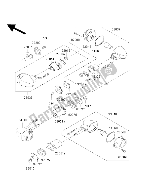 All parts for the Turn Signals of the Kawasaki Ninja ZX 9R 900 2002