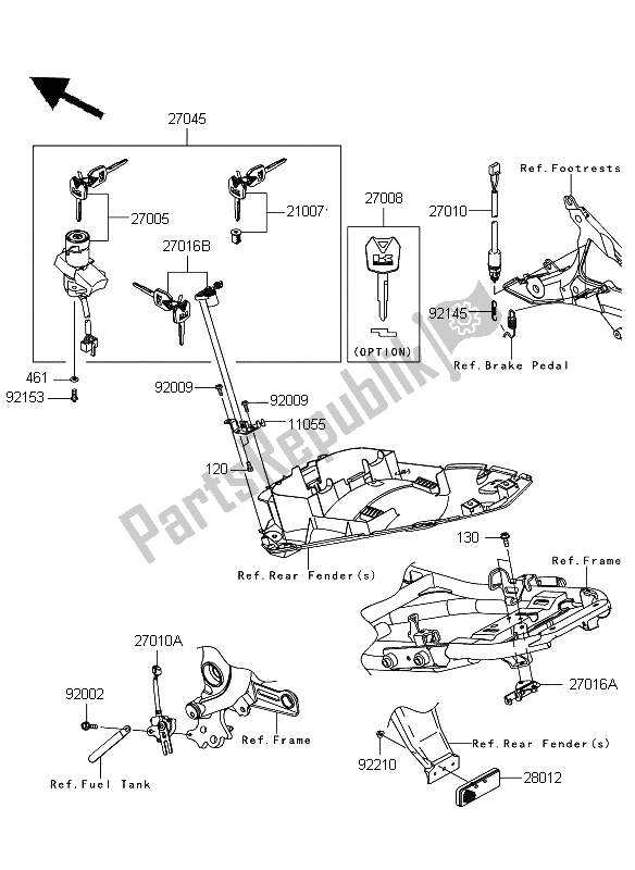 All parts for the Ignition Switch of the Kawasaki ER 6F ABS 650 2009