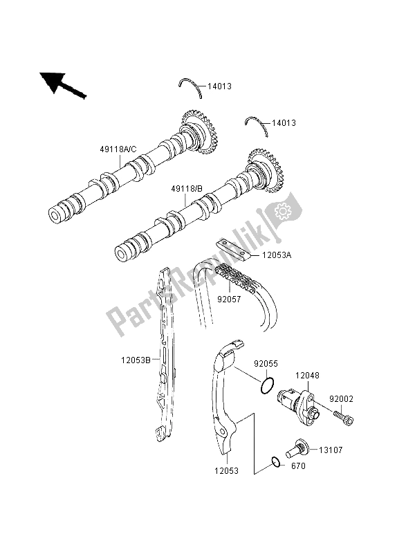 All parts for the Camshaft & Tensioner of the Kawasaki Ninja ZX 9R 900 1997