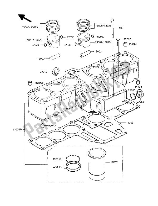 All parts for the Cylinder & Piston(s) of the Kawasaki Z 1300 1987