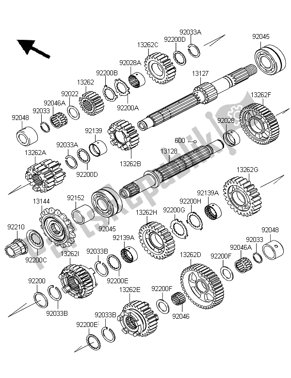 All parts for the Transmission of the Kawasaki Z 1000 SX ABS 2011